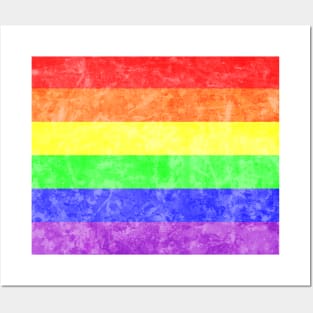 Distressed Gay Pride Rainbow Flag Posters and Art